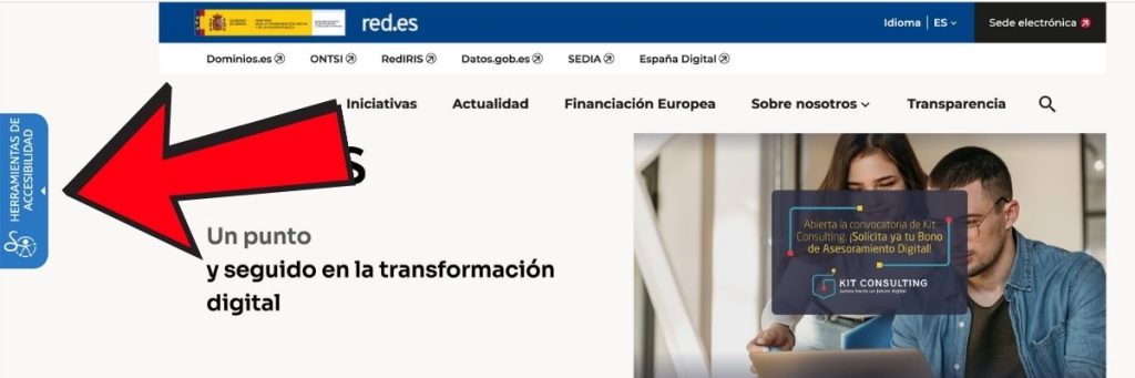 Botón de accesibilidad de una página web inclusiva