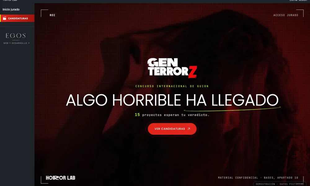Portada privada del jurado del concurso Gen TerrorZ